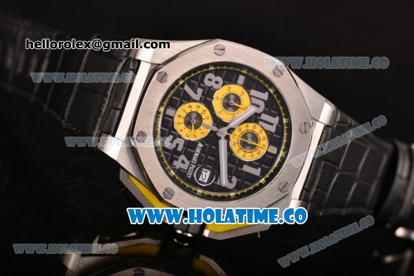 Audemars Piguet Royal Oak Offshore Chrono Miyota OS10 Quartz Steel Case with Black Dial and Silver Arabic Numeral Markers - Click Image to Close